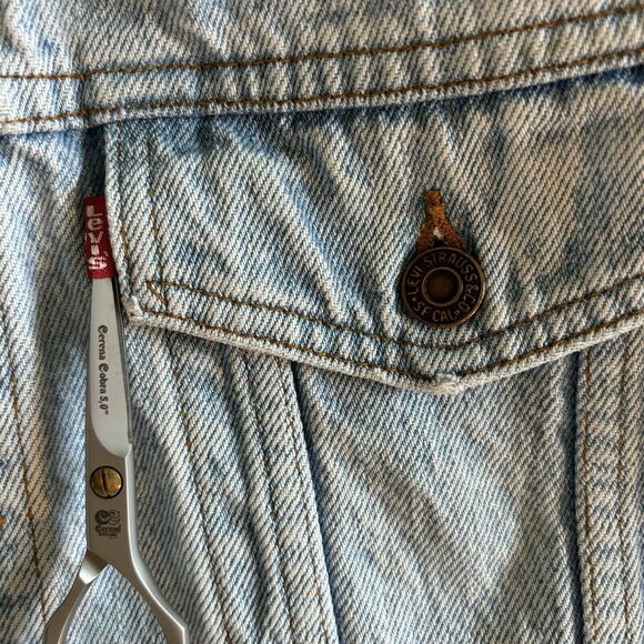 Vtg 90s LEVIS 507 Type-3 Denim Jacket Size Medium Faded Medium 80s USA - Picture 14 of 16